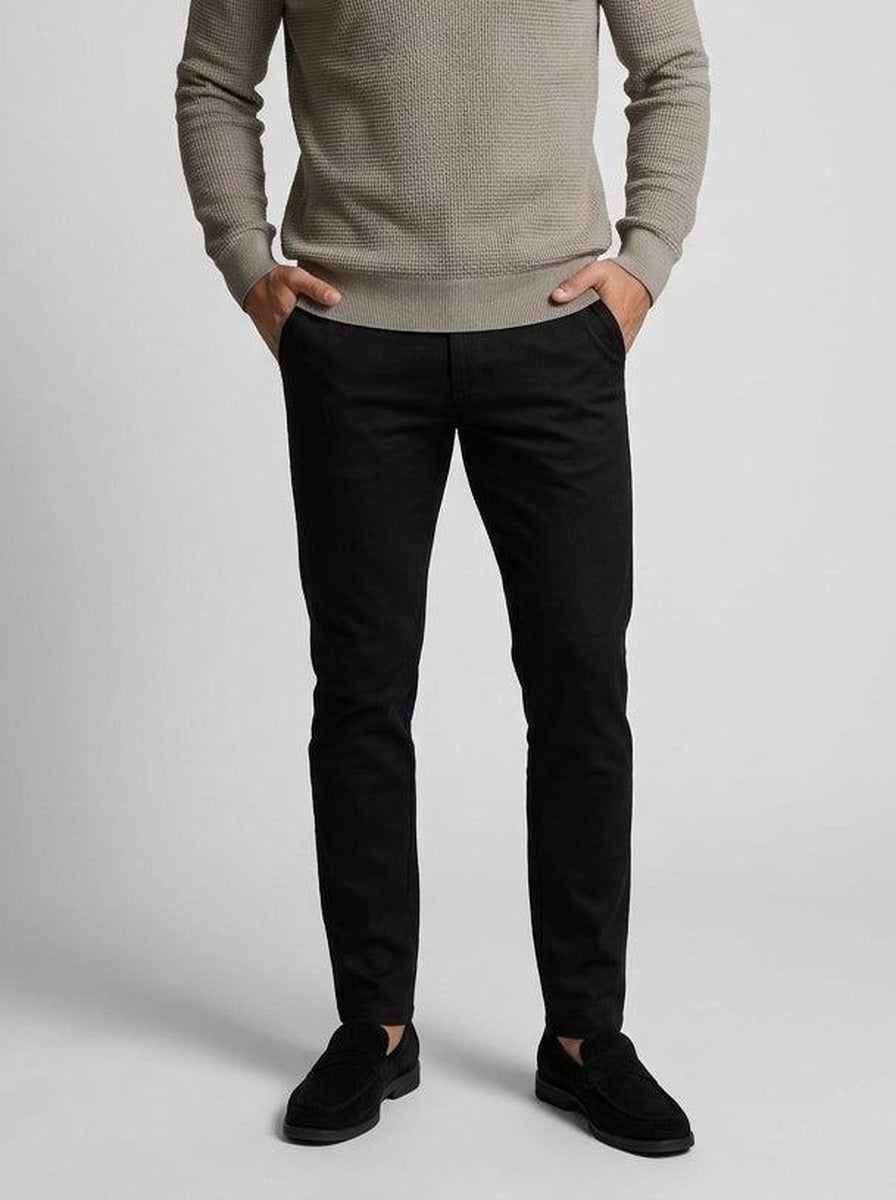 Men's Smart-Casual Waffle Knit Slim Fit Long Sleeve Polo Shirt