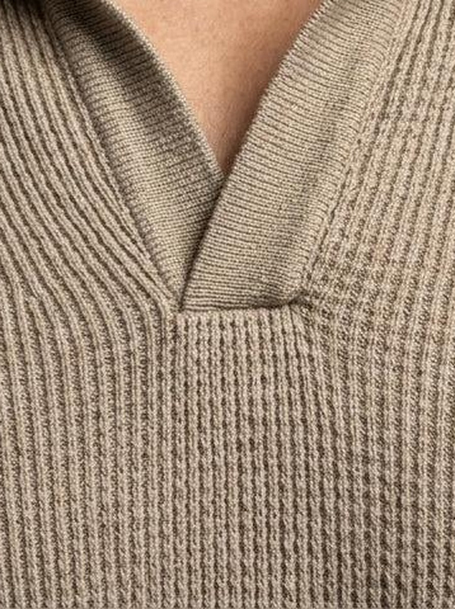 Men's Smart-Casual Waffle Knit Slim Fit Long Sleeve Polo Shirt