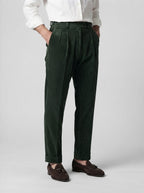 Men's Smart Corduroy Pleated Tapered Trousers