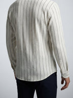 Men's Smart Crinkle Striped Long Sleeve Shirt with Point Collar