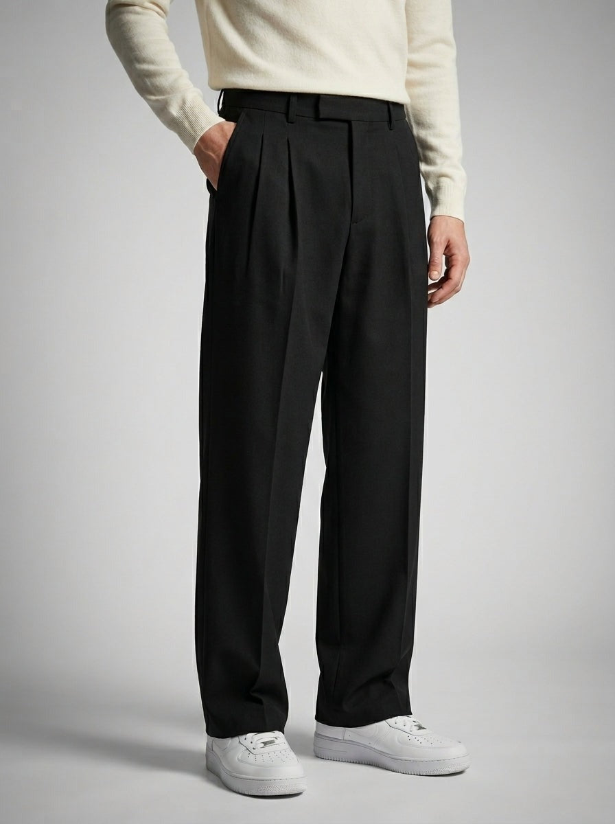 Men's Smart Double Pleat Wide Leg Trousers