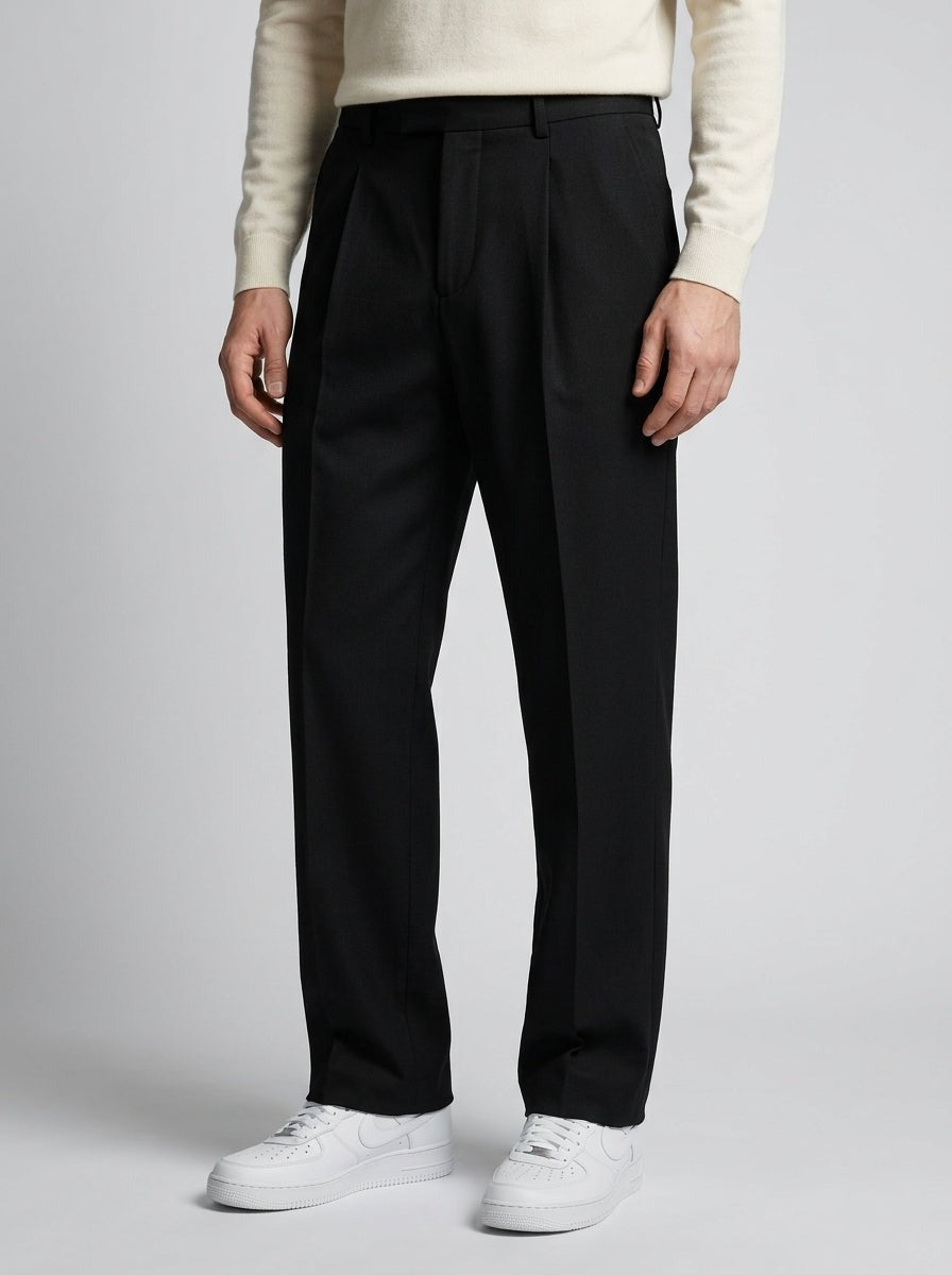 Men's Smart Double Pleat Wide Leg Trousers