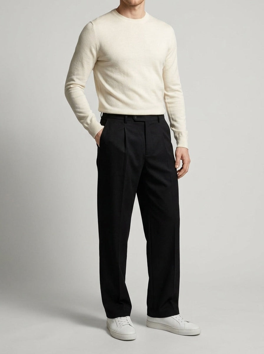 Men's Smart Double Pleat Wide Leg Trousers
