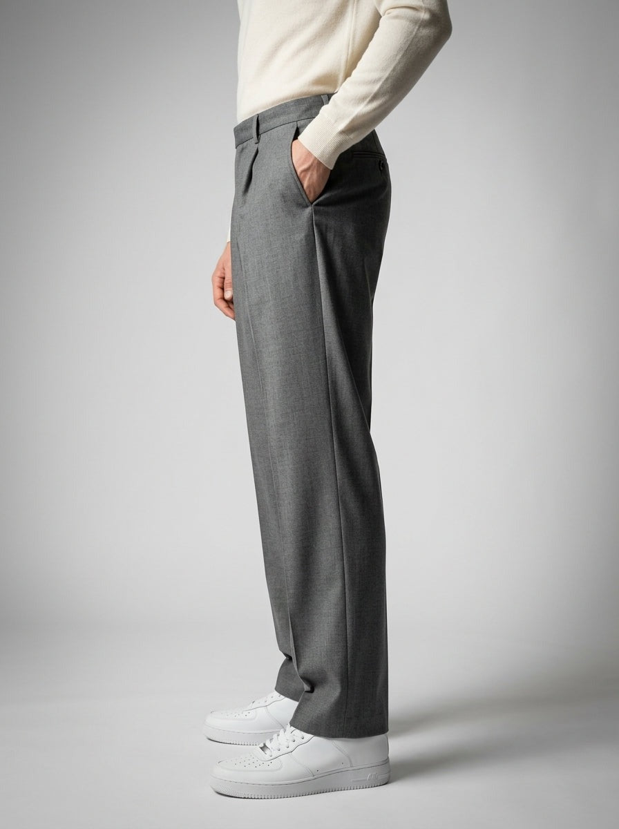Men's Smart Double Pleat Wide Leg Trousers