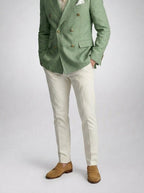 Men's Smart Linen Peak Lapel Double Breasted Blazer