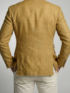 Men's Smart Linen Peak Lapel Double Breasted Blazer