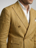 Men's Smart Linen Peak Lapel Double Breasted Blazer