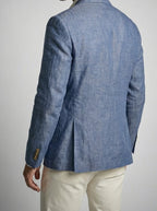Men's Smart Linen Peak Lapel Double Breasted Blazer