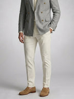 Men's Smart Linen Peak Lapel Double Breasted Blazer