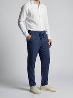 Men's Smart Pinstripe Drawstring Tapered Trousers