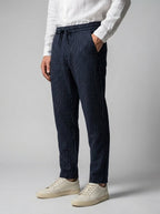 Men's Smart Pinstripe Drawstring Tapered Trousers