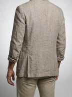 Men's Smart Pinstripe Linen Notch Lapel Blazer