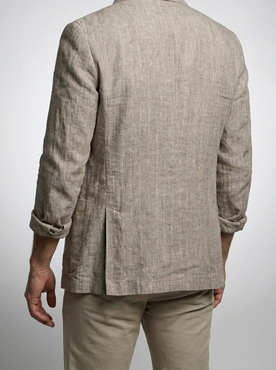 Men's Smart Pinstripe Linen Notch Lapel Blazer