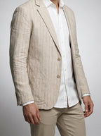 Men's Smart Pinstripe Linen Notch Lapel Blazer