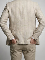 Men's Smart Pinstripe Linen Notch Lapel Blazer