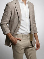 Men's Smart Pinstripe Linen Notch Lapel Blazer