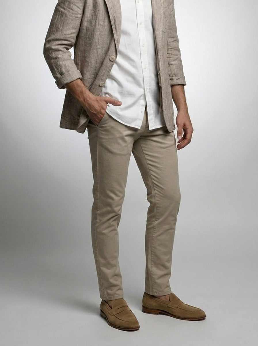 Men's Smart Pinstripe Linen Notch Lapel Blazer