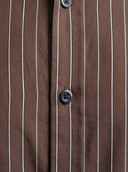 Men's Smart Pinstripe Slim Fit Long Sleeve Shirt with Point Collar