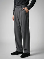 Men's Smart Pleated Wide Leg Suit Trousers