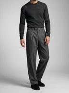 Men's Smart Pleated Wide Leg Suit Trousers
