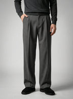 Men's Smart Pleated Wide Leg Suit Trousers