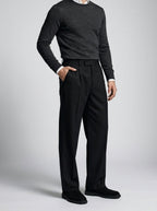 Men's Smart Pleated Wide Leg Suit Trousers
