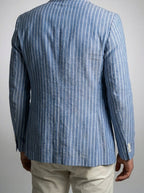 Men's Smart Striped Cotton Linen Notch Lapel Blazer