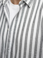 Men's Smart Striped Cotton Long Sleeve Shirt with Spread Collar