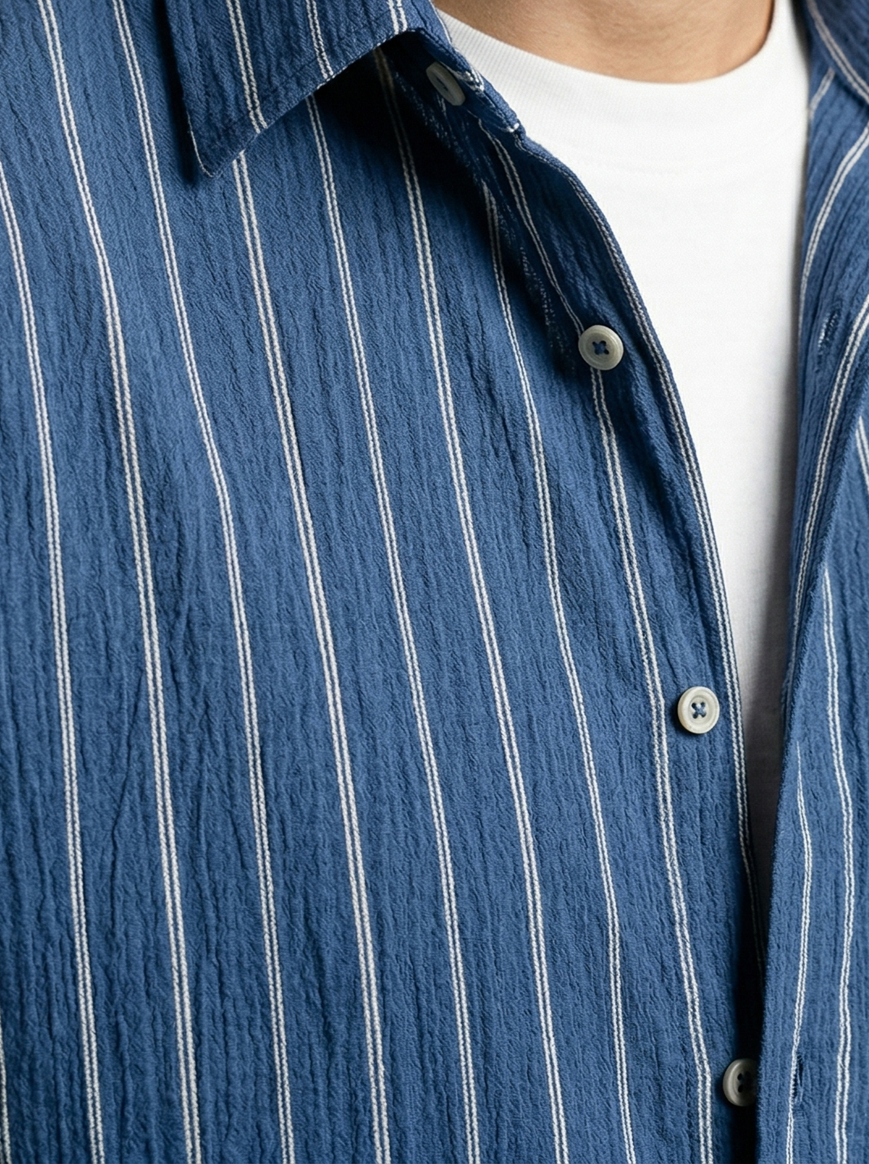 Men's Smart Striped Long Sleeve Oversized Shirt with Spread Collar