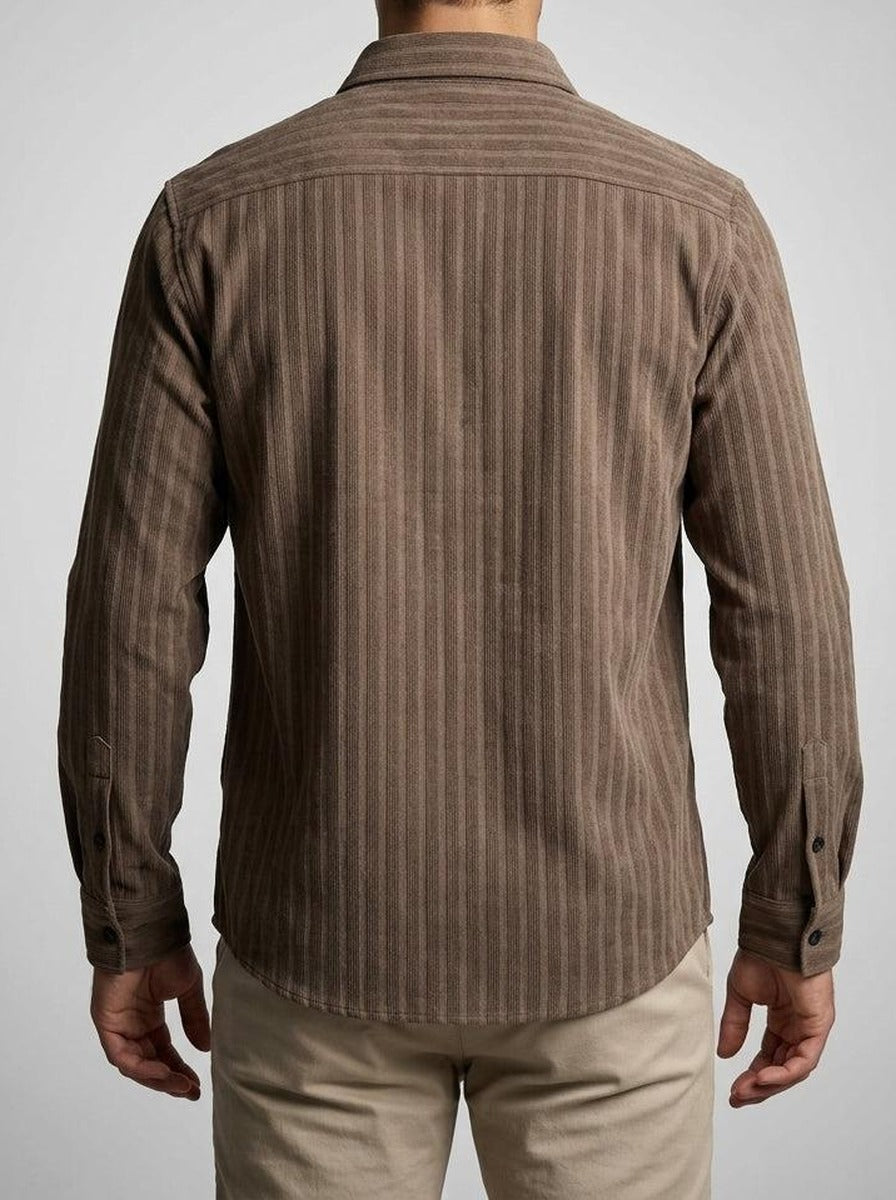 Men's Smart Striped Long Sleeve Shirt with Point Collar