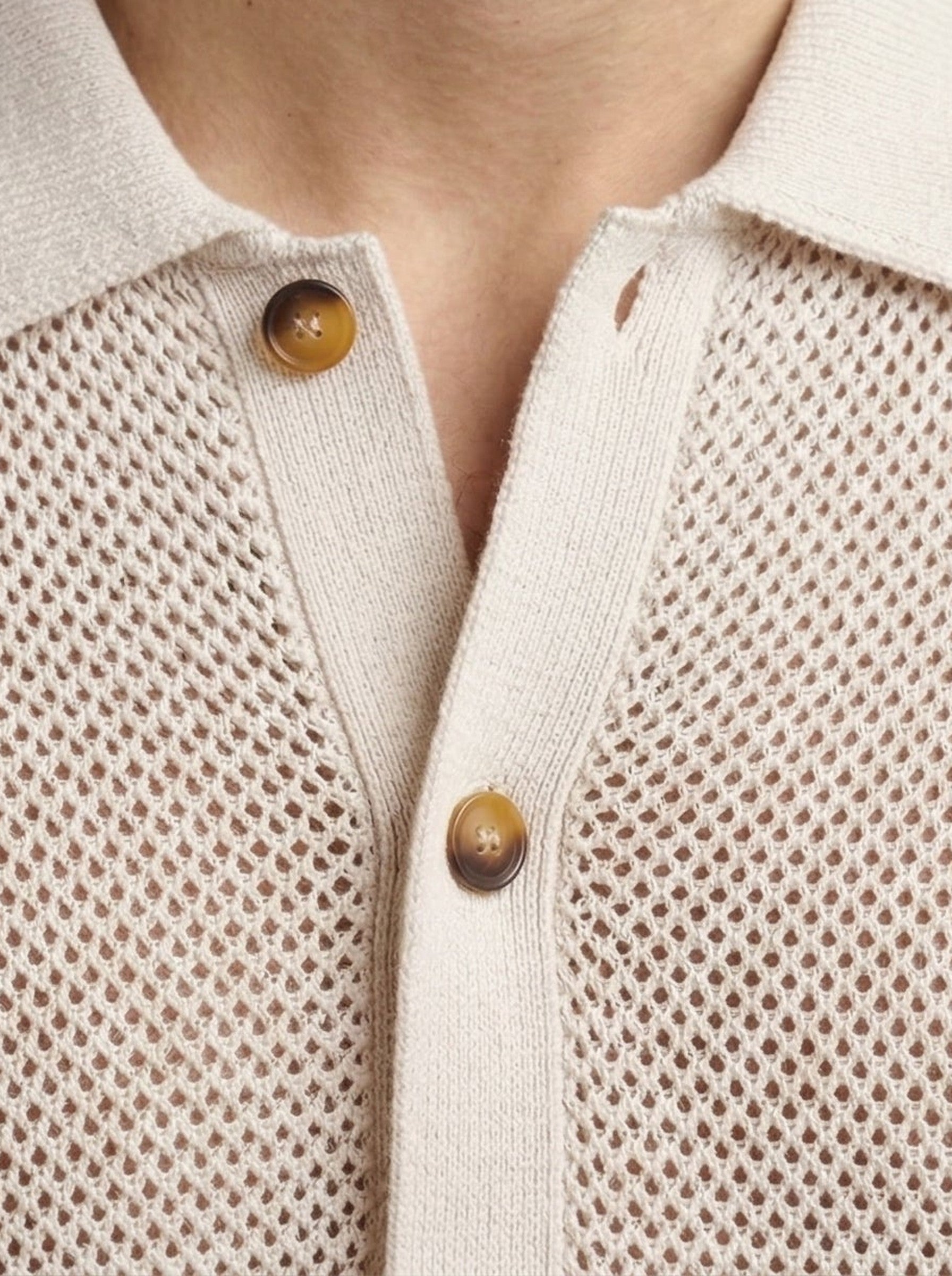 Men's Smart Striped Open Knit Button Down Shirt