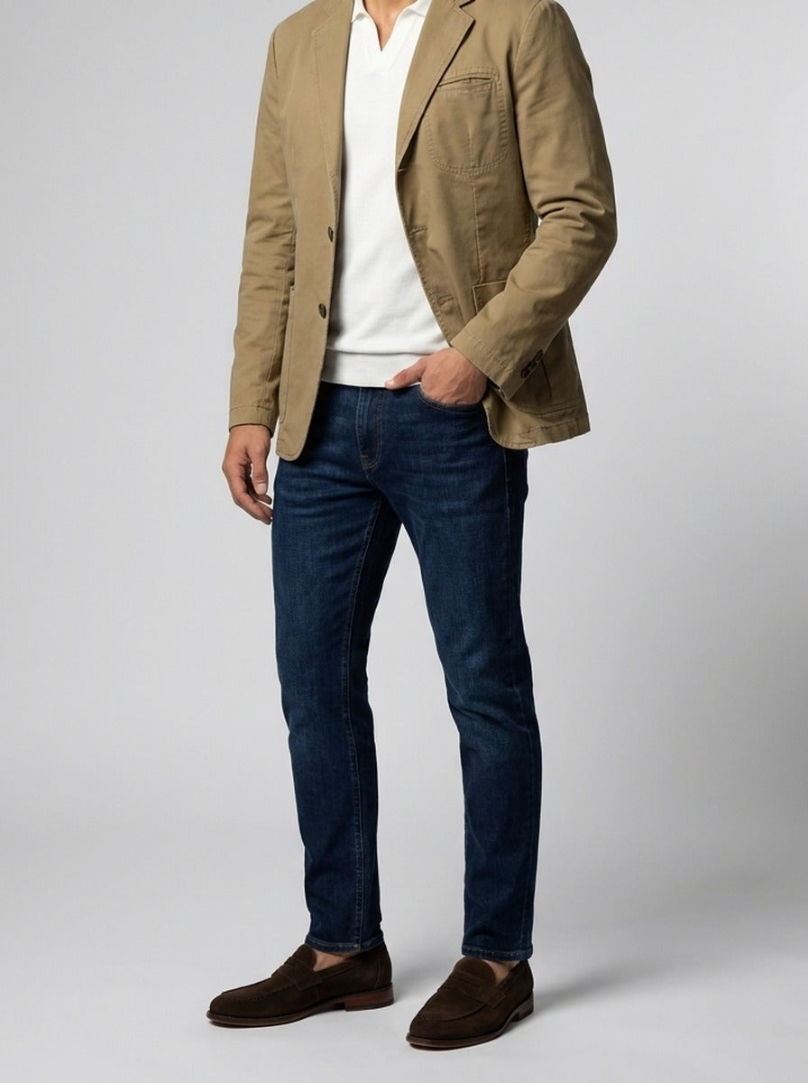 Men's Smart Unlined Cotton Blazer with Patch Pockets