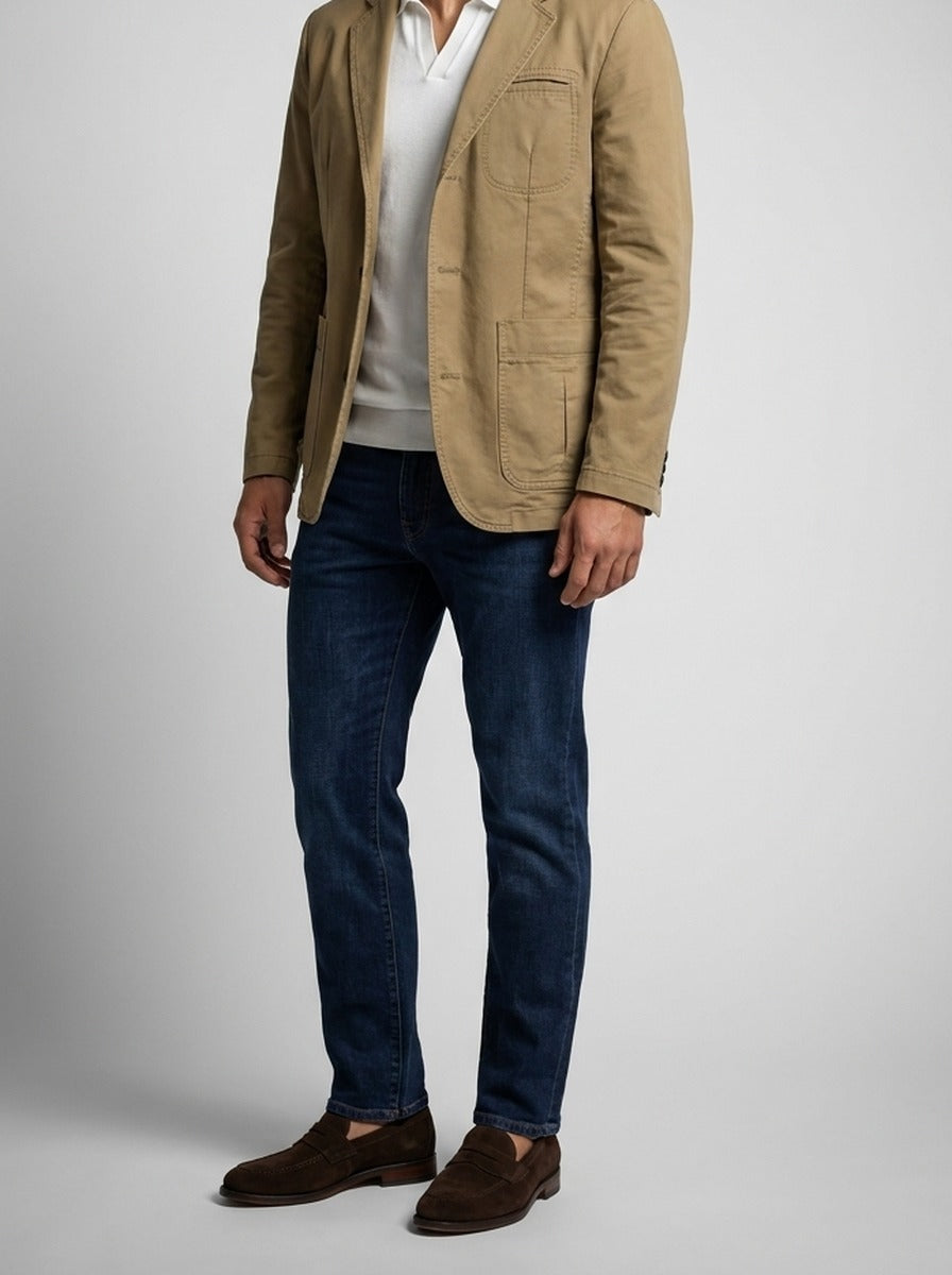 Men's Smart Unlined Cotton Blazer with Patch Pockets