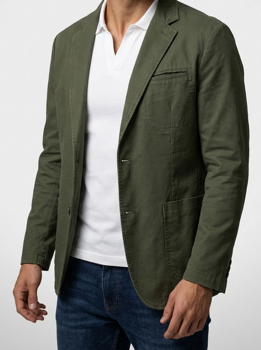 Men's Smart Unlined Cotton Blazer with Patch Pockets