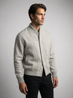 Men's Snap Button Ribbed Collar Varsity Jacket