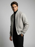 Men's Snap Button Ribbed Collar Varsity Jacket