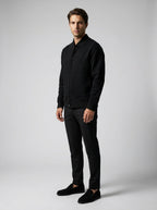 Men's Snap Button Ribbed Collar Varsity Jacket