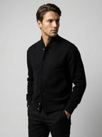 Men's Snap Button Ribbed Collar Varsity Jacket