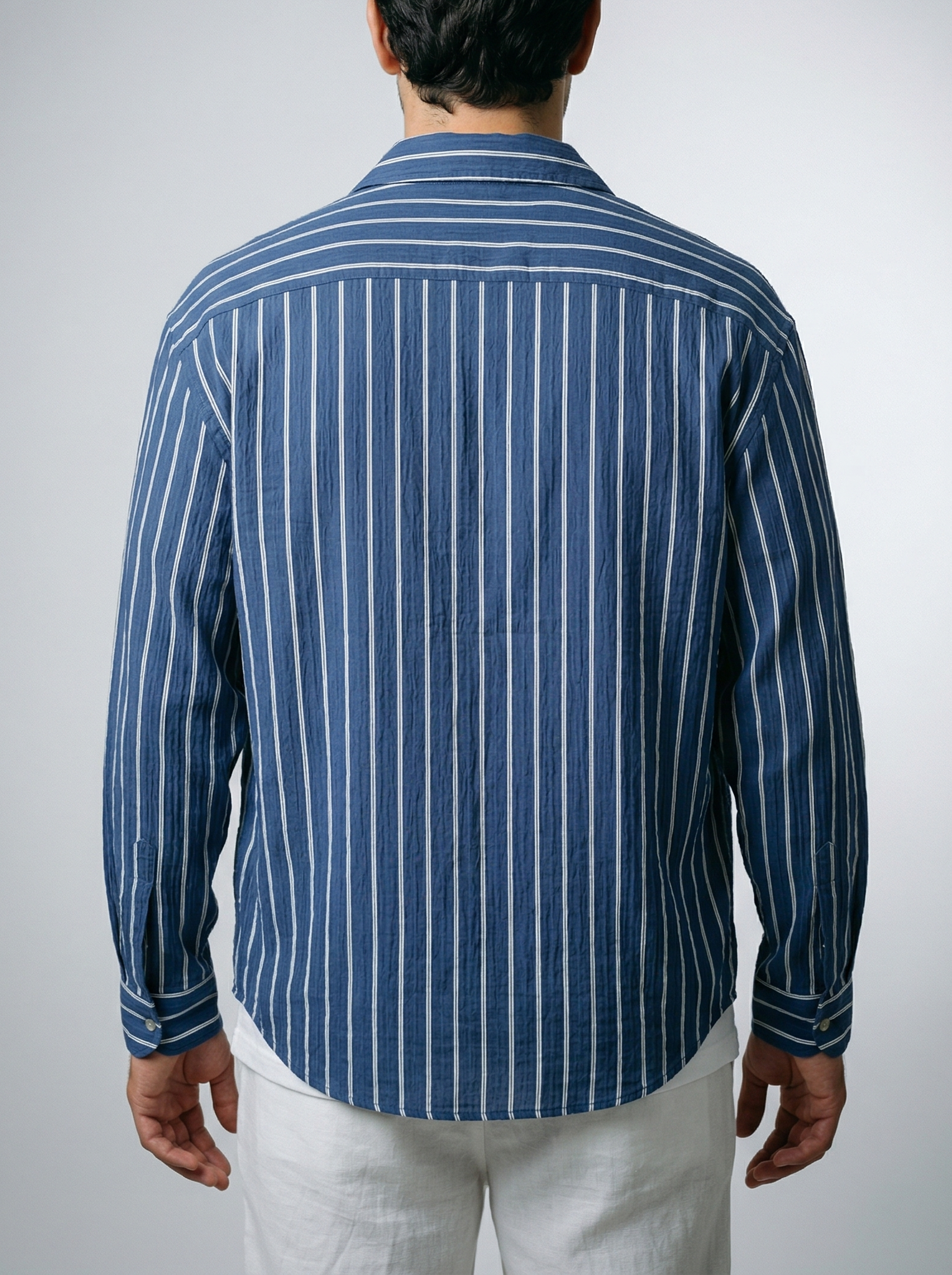 Men's Striped Long Sleeve Spread Collar Oversized Summer Shirt