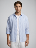 Men's Striped Seersucker Cotton Oversized Shirt