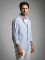 Men's Striped Seersucker Cotton Oversized Shirt
