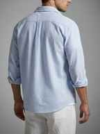 Men's Striped Seersucker Cotton Oversized Summer Shirt