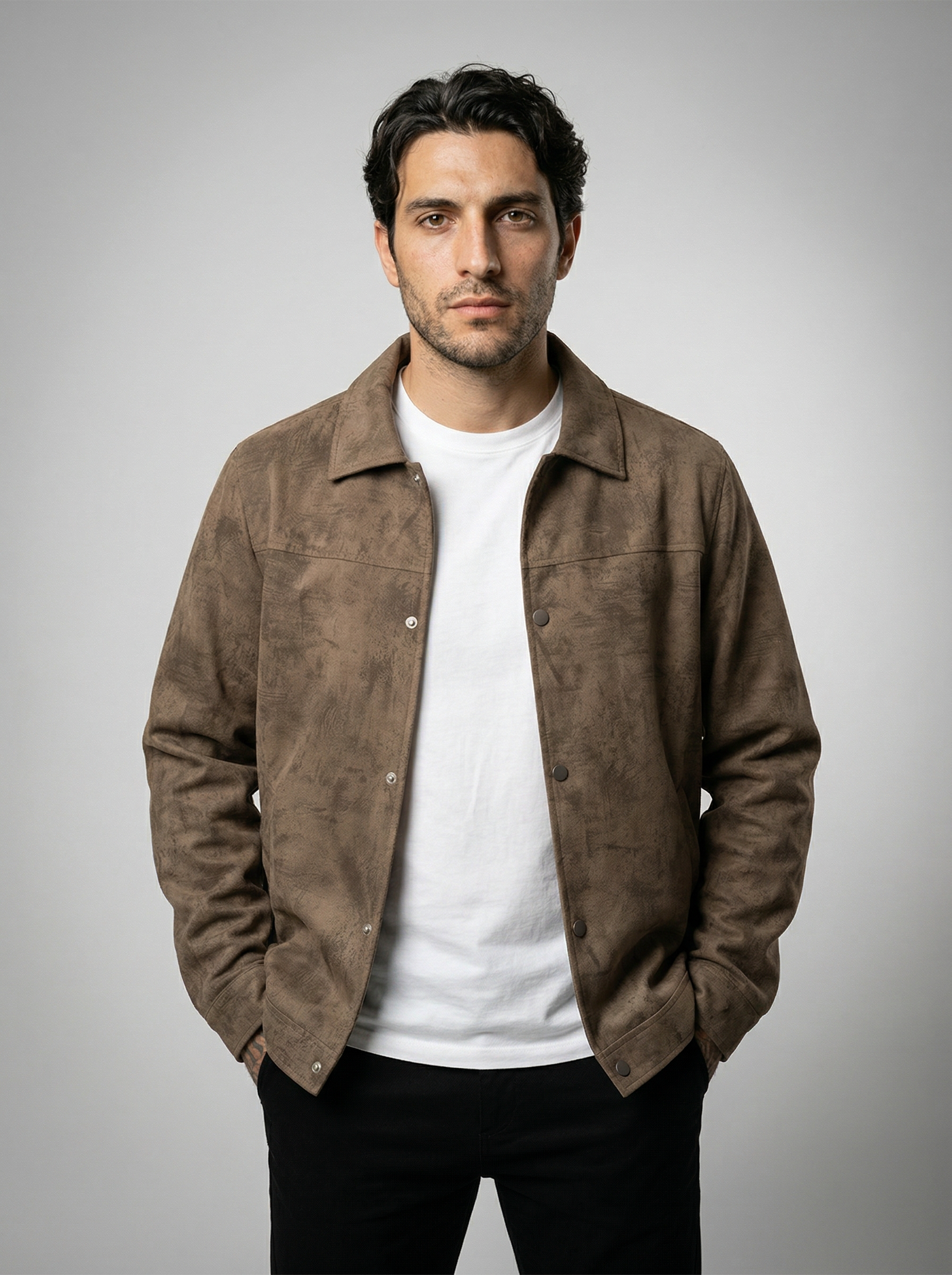 Men's Textured Snap Front Jacket