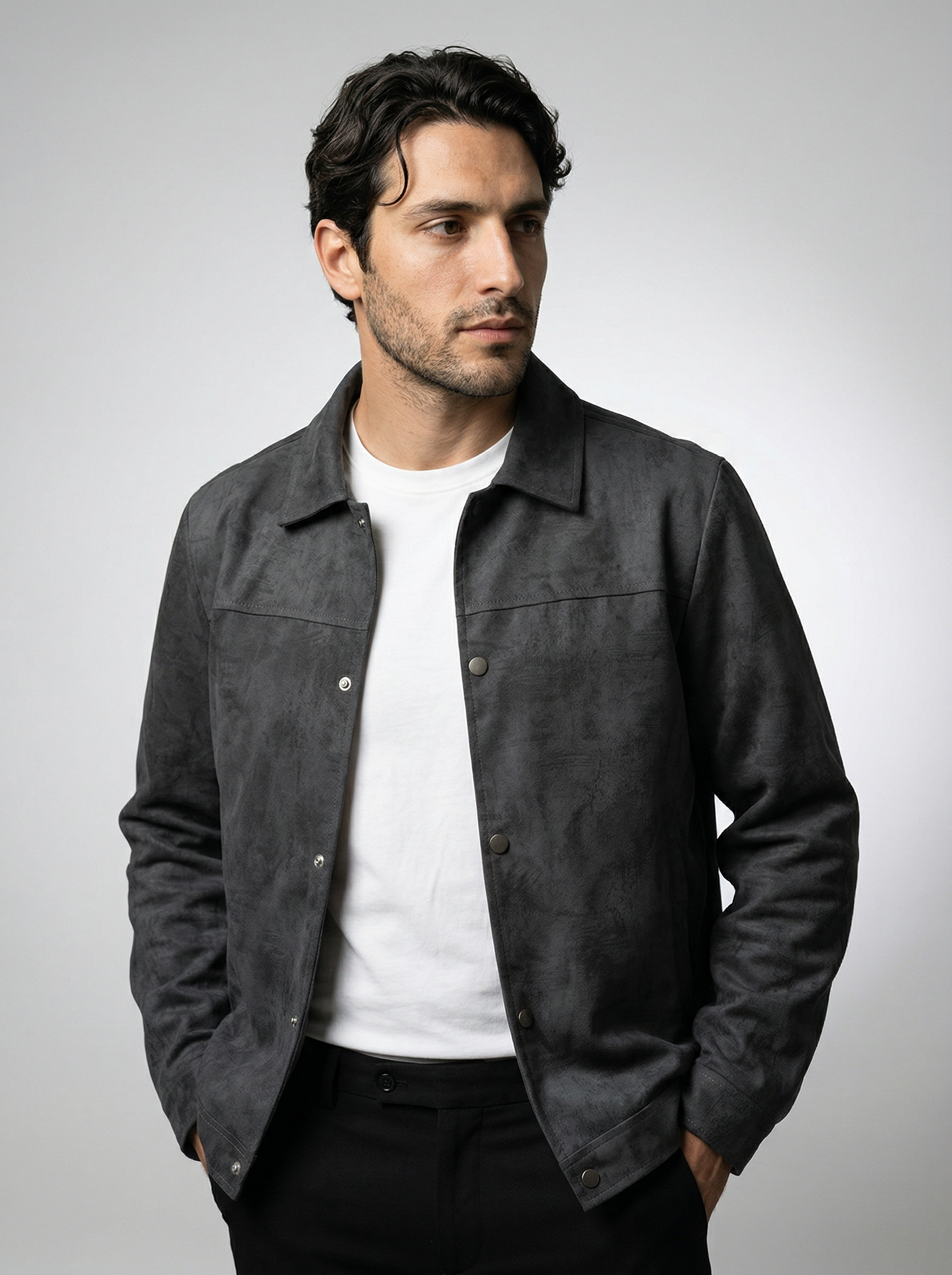 Men's Textured Snap Front Jacket
