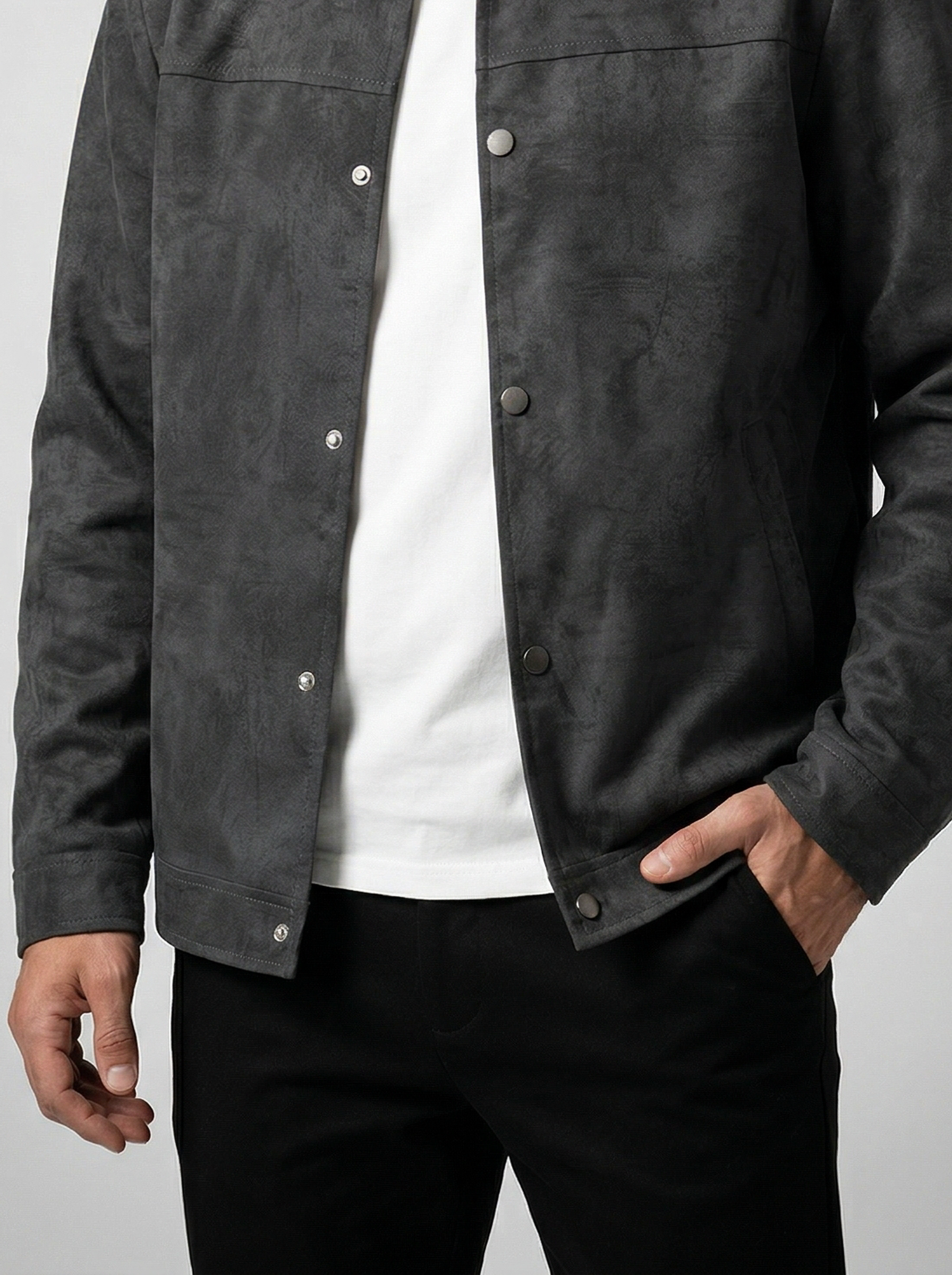 Men's Textured Snap Front Overshirt