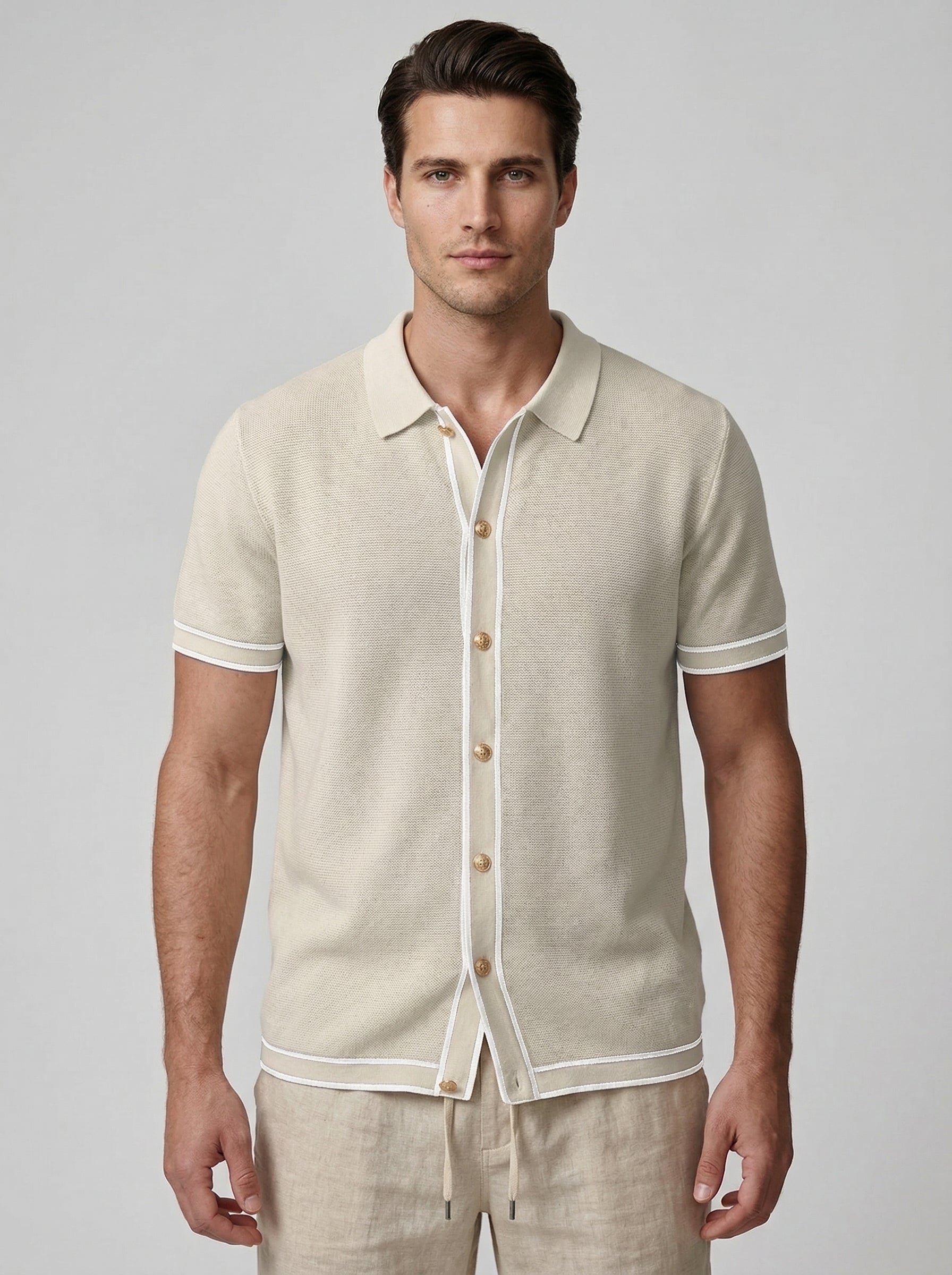 Men's Tipped Short Sleeve Knit Polo Shirt