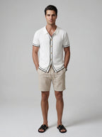 Men's Tipped Short Sleeve Knit Polo Shirt