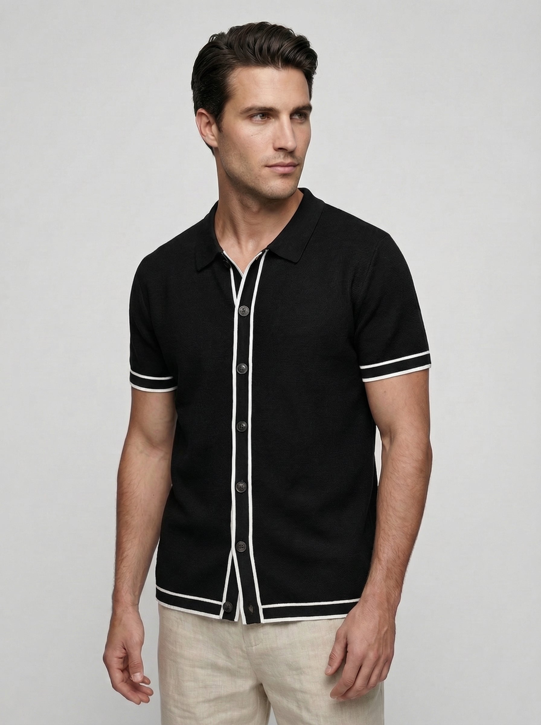 Men's Tipped Short Sleeve Knit Polo Shirt
