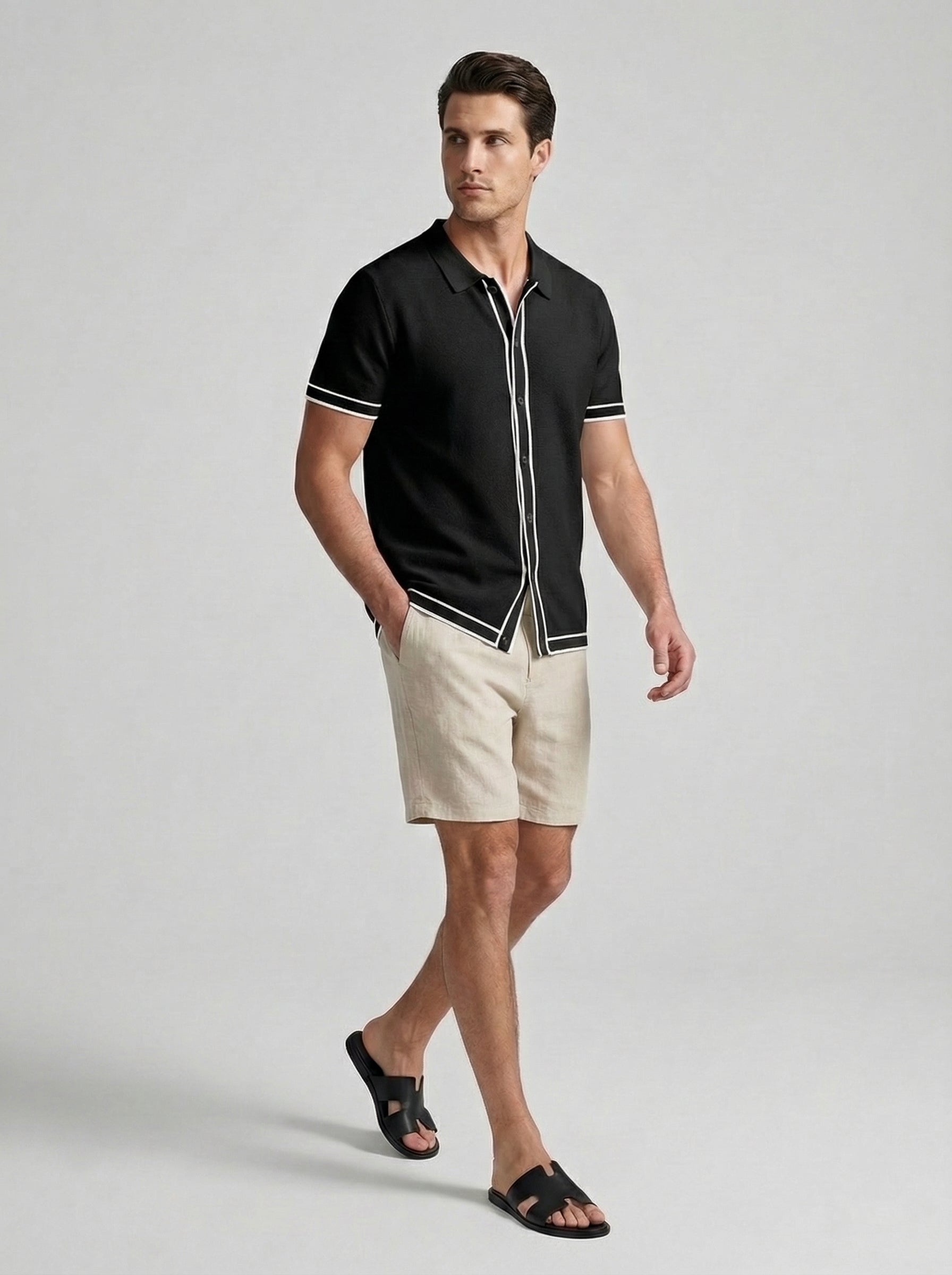 Men's Tipped Short Sleeve Knit Polo Shirt