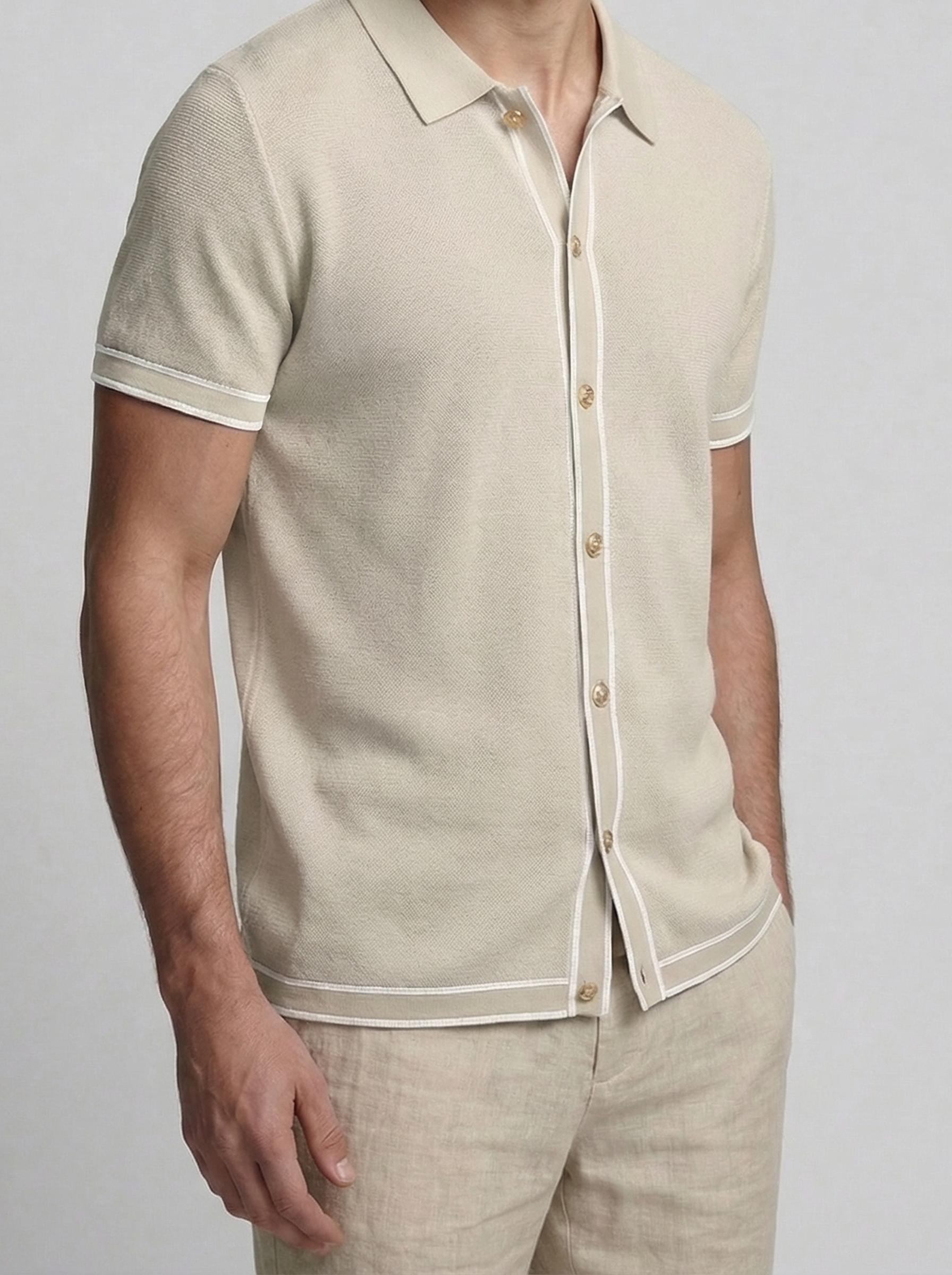 Men's Tipped Short Sleeve Knit Polo Shirt